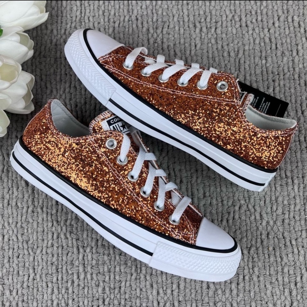 Converse Women's Glitter Sneakers - Copper
